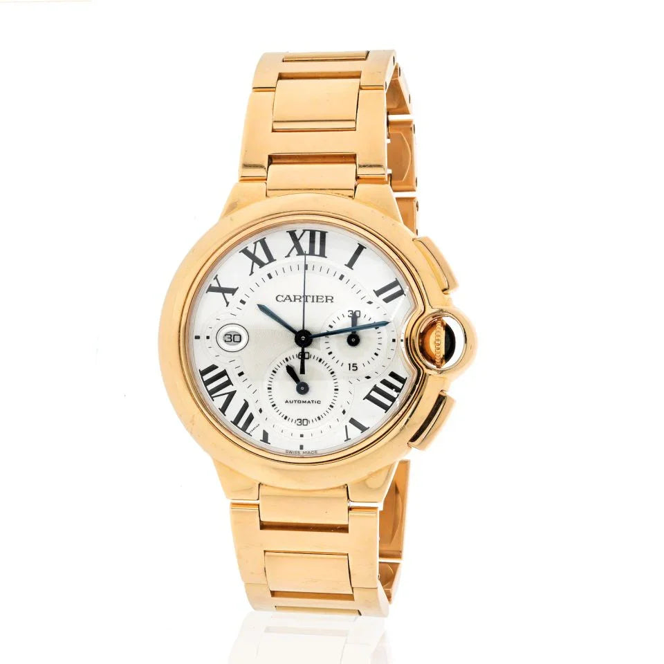 Cartier 18K Rose Gold Ballon Bleu 44mm Chrono W6920010 Men Watch - The Back Vault
