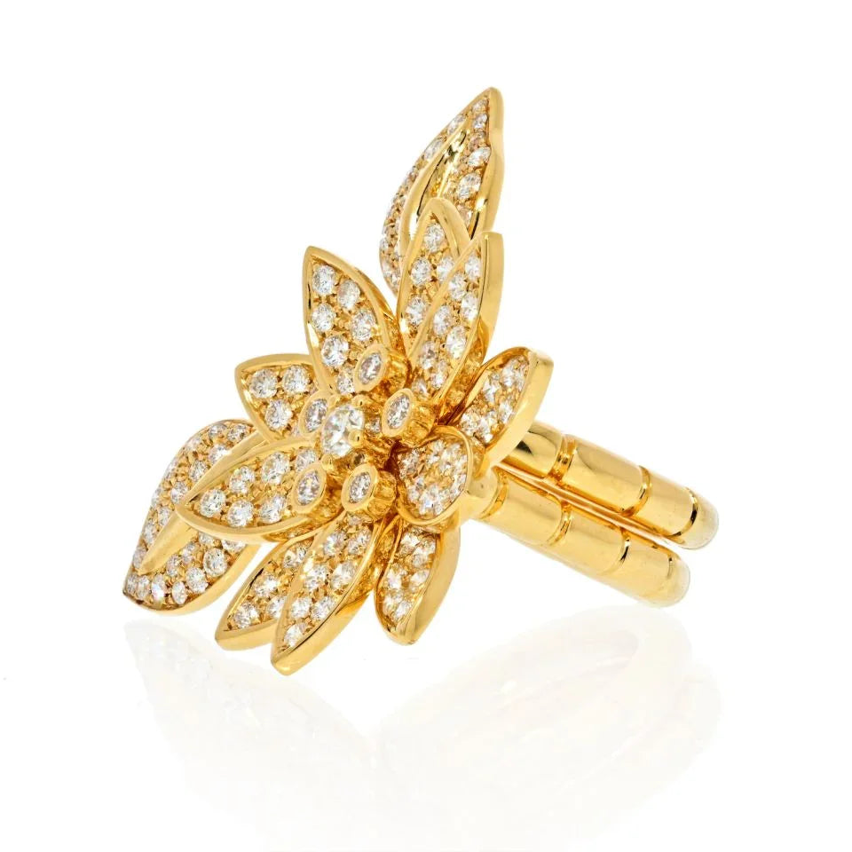 Van Cleef & Arpels 18K Yellow Gold Lotus Between The Finger Ring - The Back Vault
