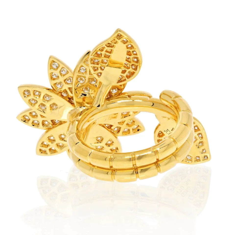 Van Cleef & Arpels 18K Yellow Gold Lotus Between The Finger Ring - The Back Vault