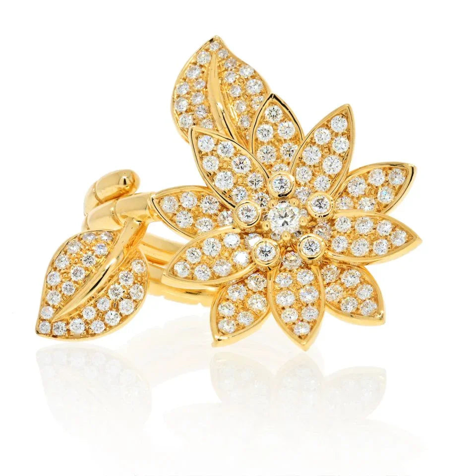 Van Cleef & Arpels 18K Yellow Gold Lotus Between The Finger Ring - The Back Vault