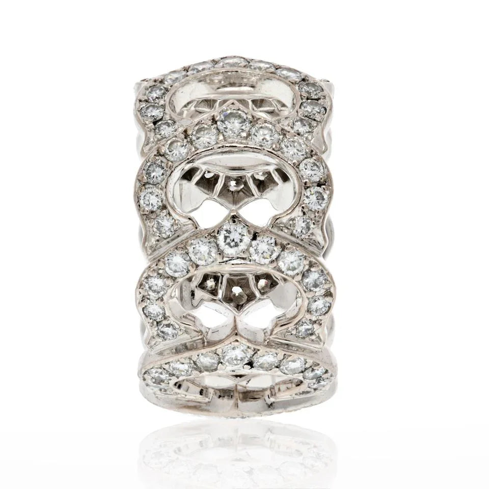 Cartier 18K White Gold All Diamond C Ring - The Back Vault