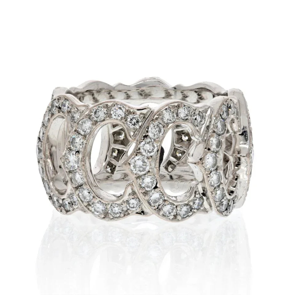 Cartier 18K White Gold All Diamond C Ring - The Back Vault