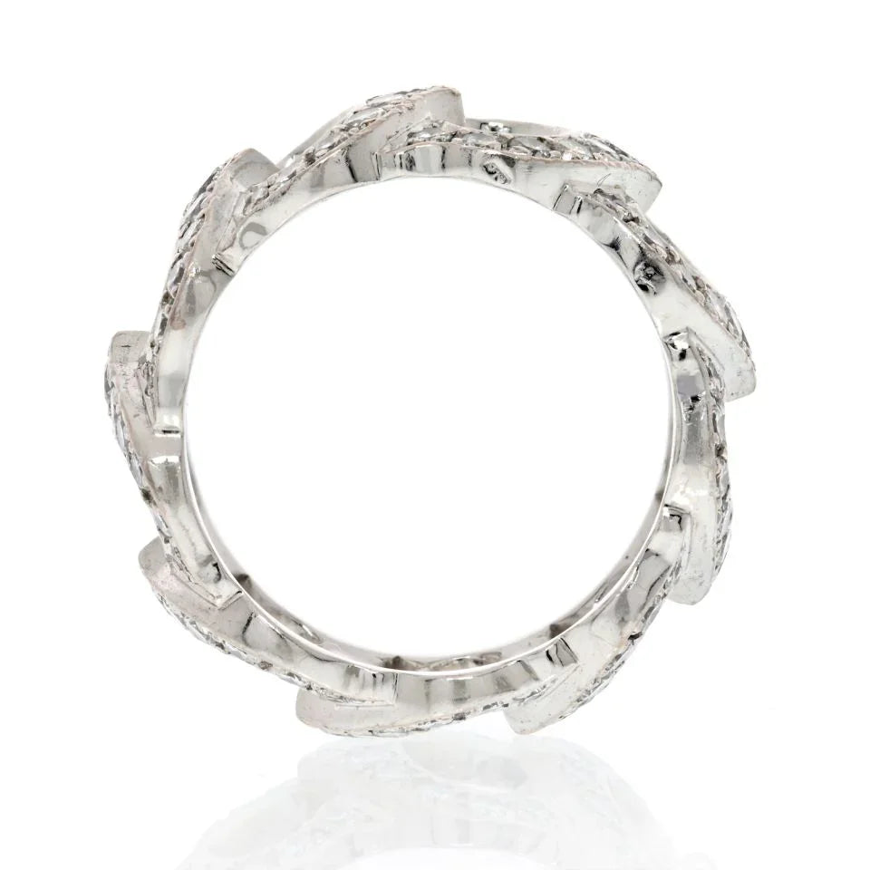 Cartier 18K White Gold All Diamond C Ring - The Back Vault
