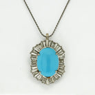 Platinum Oval Turquoise And Diamond Pendant - The Back Vault