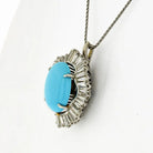 Platinum Oval Turquoise And Diamond Pendant - The Back Vault