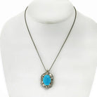 Platinum Oval Turquoise And Diamond Pendant - The Back Vault