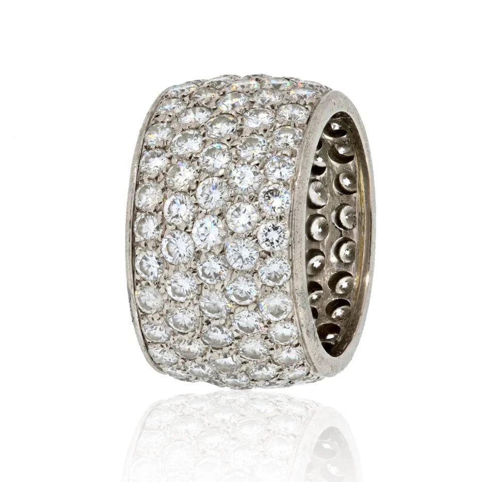 Van Cleef & Arpels Platinum 6cts Round Diamond Wide Ring - The Back Vault