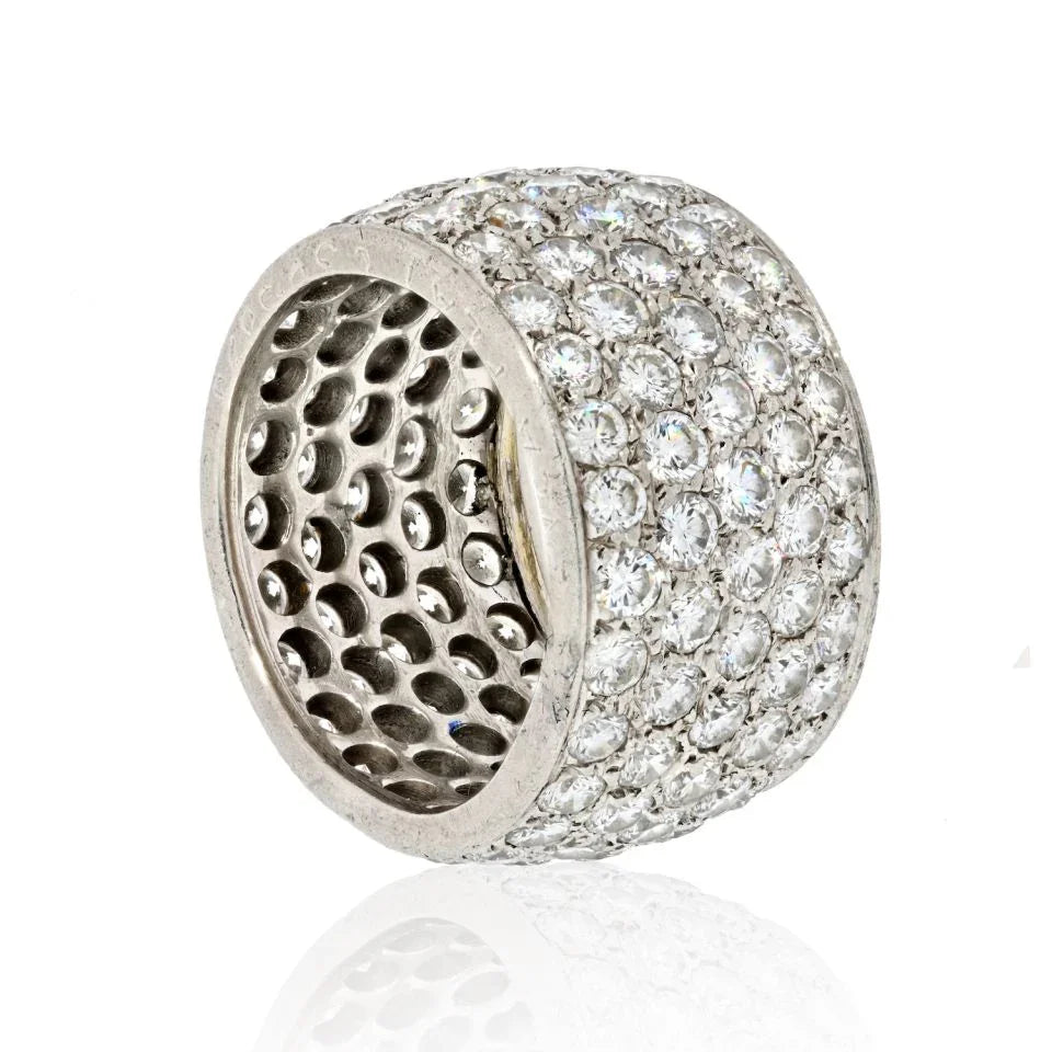 Van Cleef & Arpels Platinum 6cts Round Diamond Wide Ring - The Back Vault