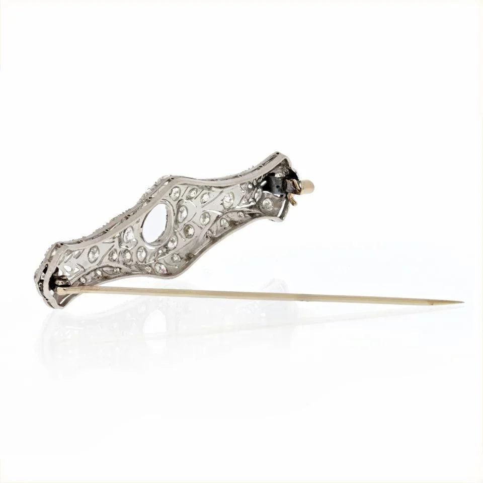 18K White Gold Victorian Diamond Brooch - The Back Vault