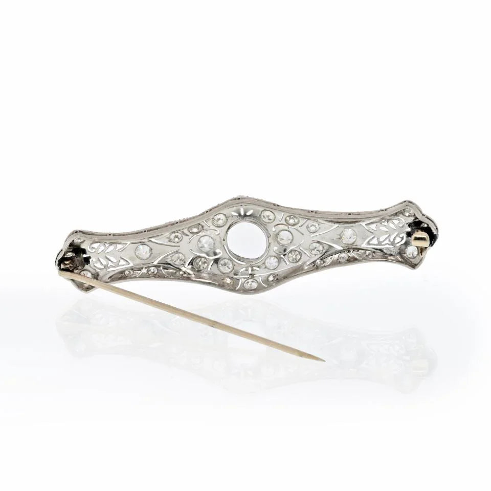 18K White Gold Victorian Diamond Brooch - The Back Vault