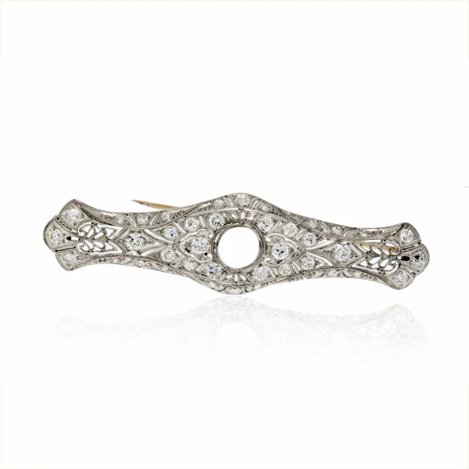 18K White Gold Victorian Diamond Brooch - The Back Vault