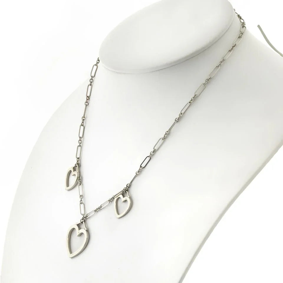 Tiffany & Co. 18K White Gold Three Heart Pendant Necklace - The Back Vault
