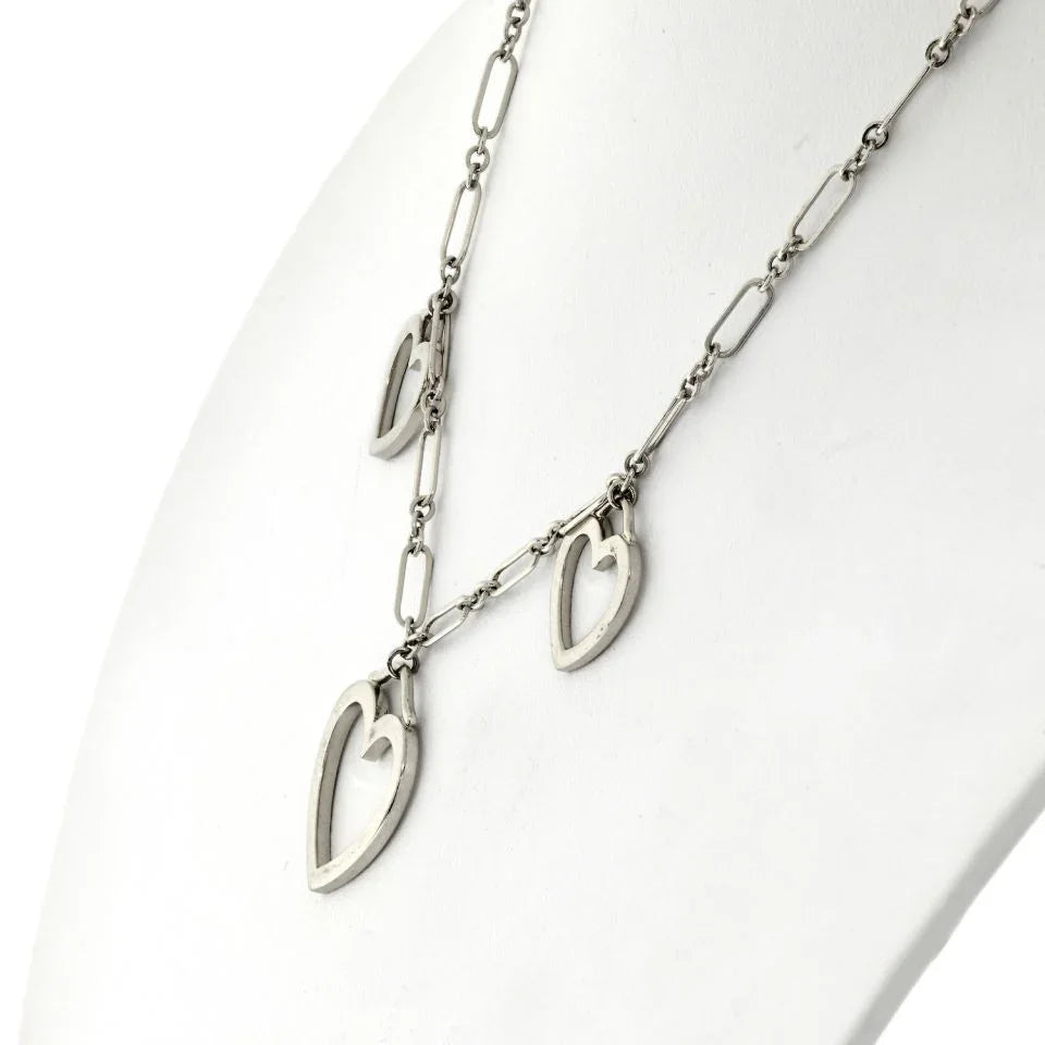 Tiffany & Co. 18K White Gold Three Heart Pendant Necklace - The Back Vault
