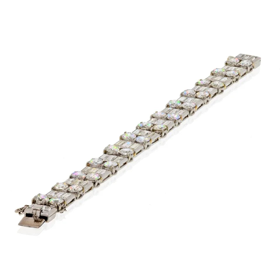 Platinum 1930's Deco Diamond One Line Bracelet - The Back Vault