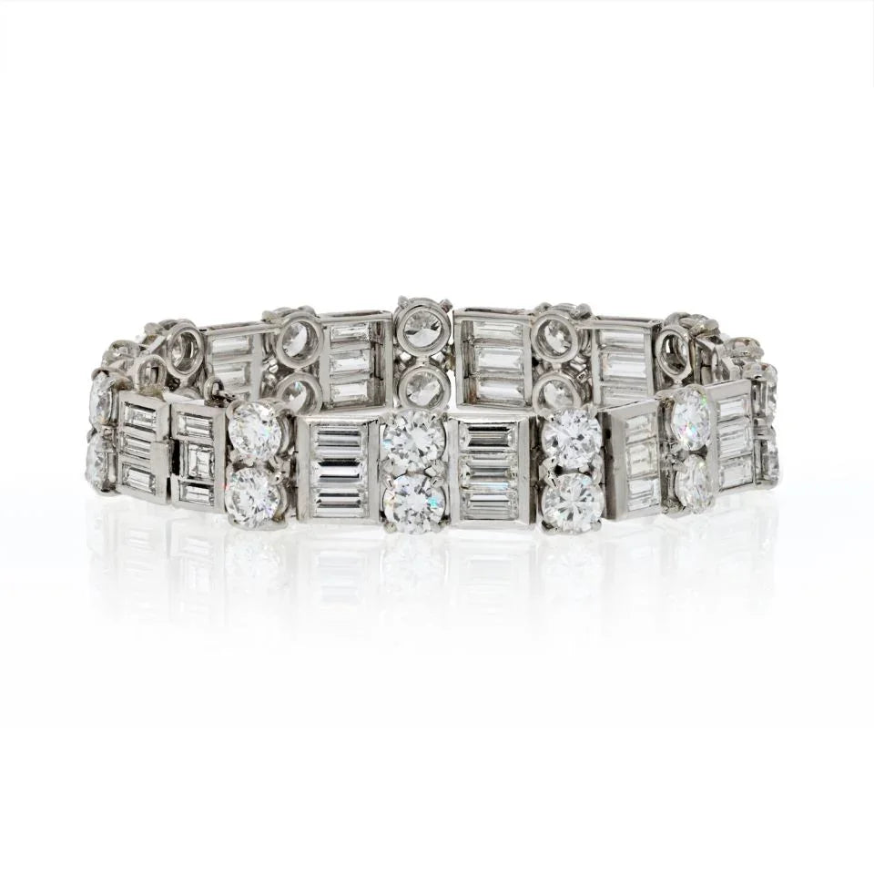 Platinum 1930's Deco Diamond One Line Bracelet - The Back Vault