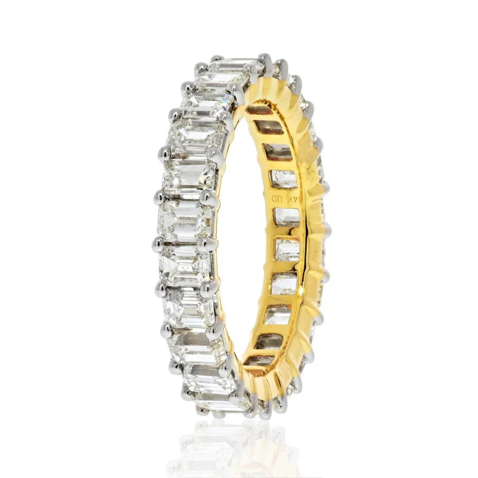 14K Yellow Gold 4.25cts Emerald Cut Diamond Eternity Eternity Band - The Back Vault