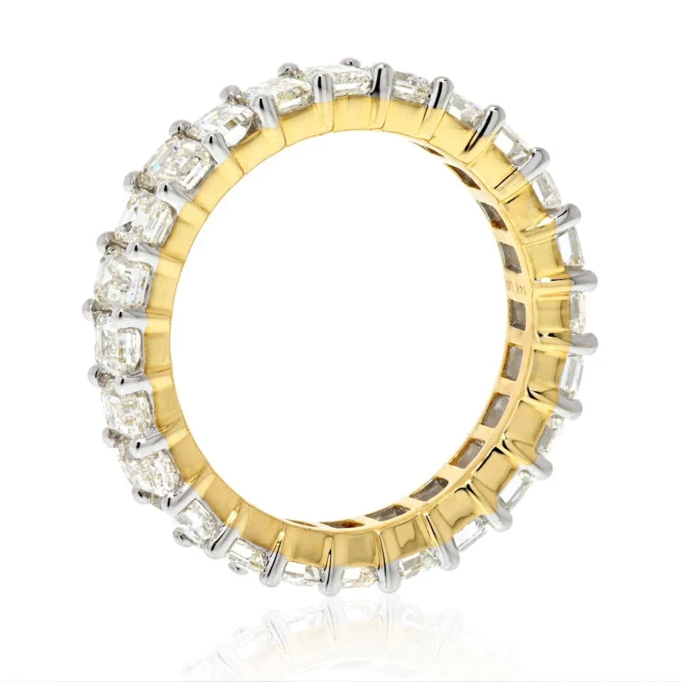14K Yellow Gold 4.25cts Emerald Cut Diamond Eternity Eternity Band - The Back Vault