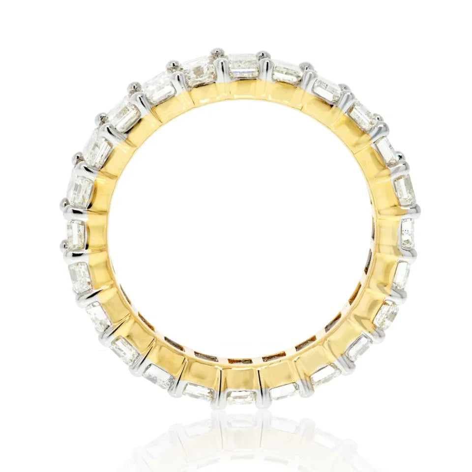 14K Yellow Gold 4.25cts Emerald Cut Diamond Eternity Eternity Band - The Back Vault