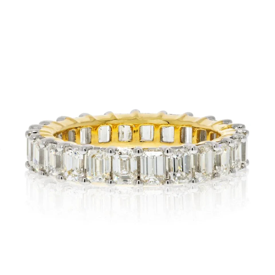 14K Yellow Gold 4.25cts Emerald Cut Diamond Eternity Eternity Band - The Back Vault