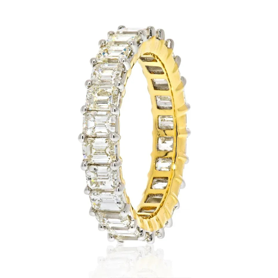 14K Yellow Gold 4.25cts Emerald Cut Diamond Eternity Eternity Band - The Back Vault