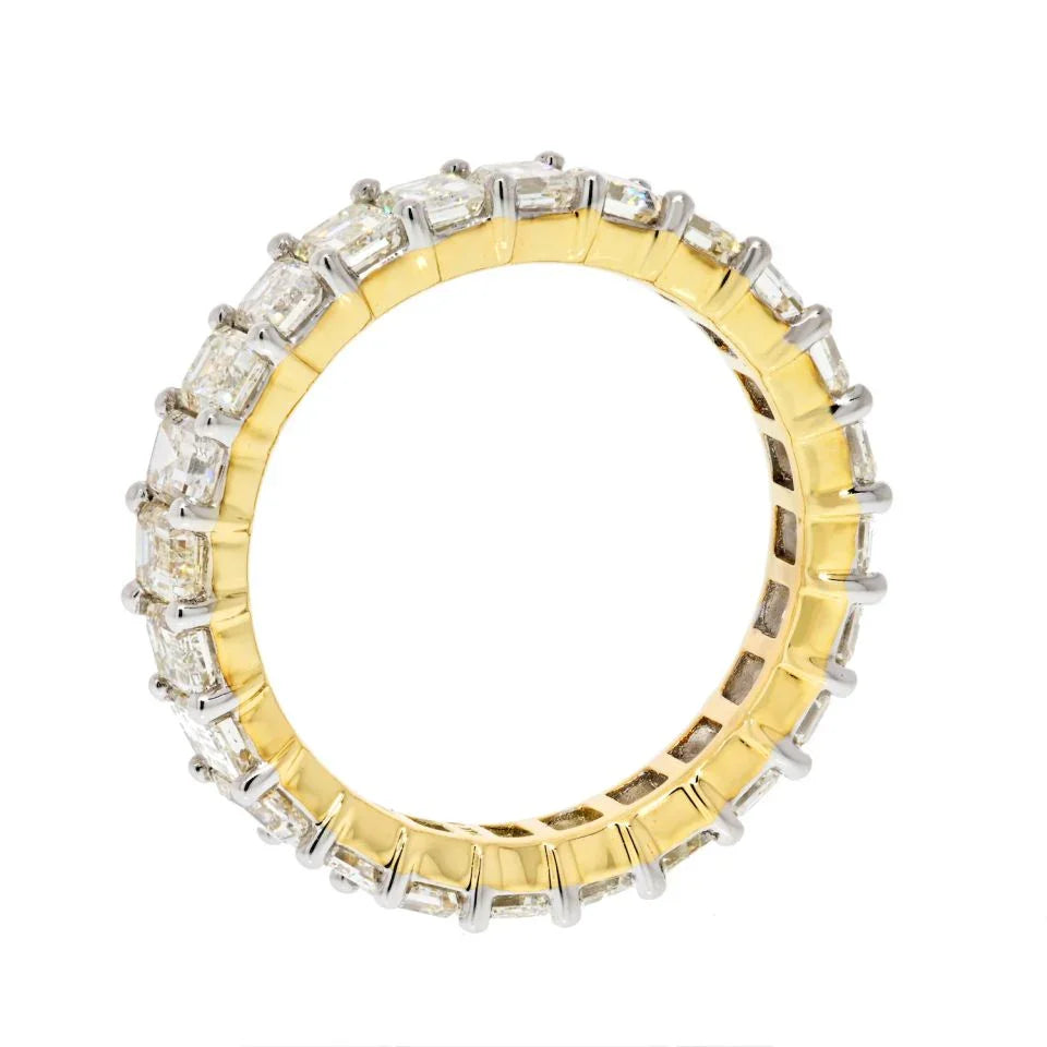 14K Yellow Gold 4.25cts Emerald Cut Diamond Eternity Eternity Band - The Back Vault