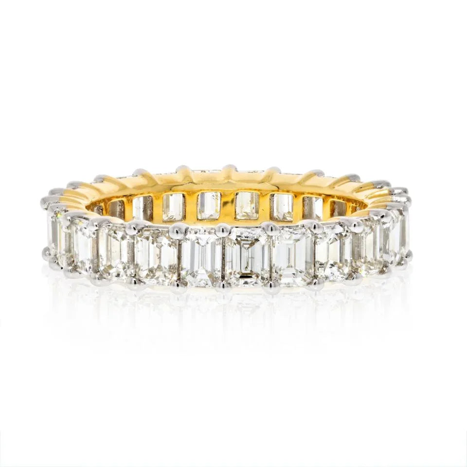 14K Yellow Gold 4.25cts Emerald Cut Diamond Eternity Eternity Band - The Back Vault
