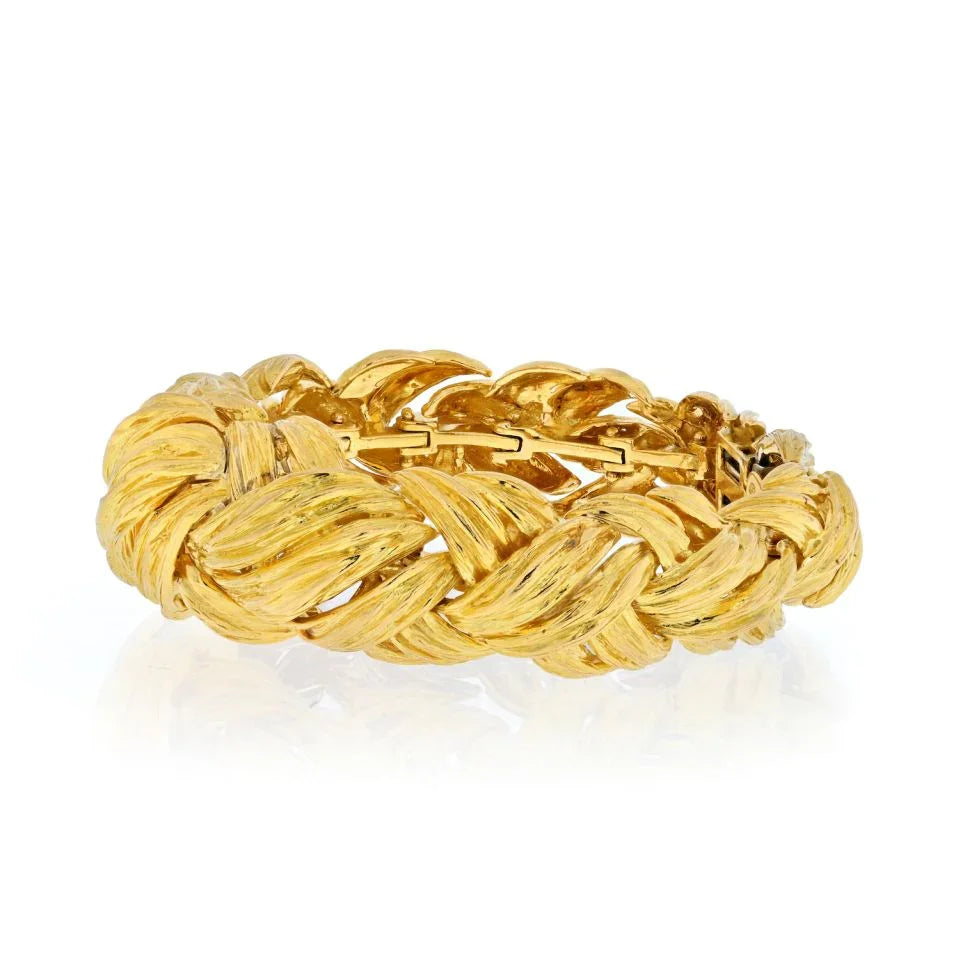 David Webb 18K Yellow Gold Woven Rope Bracelet - The Back Vault