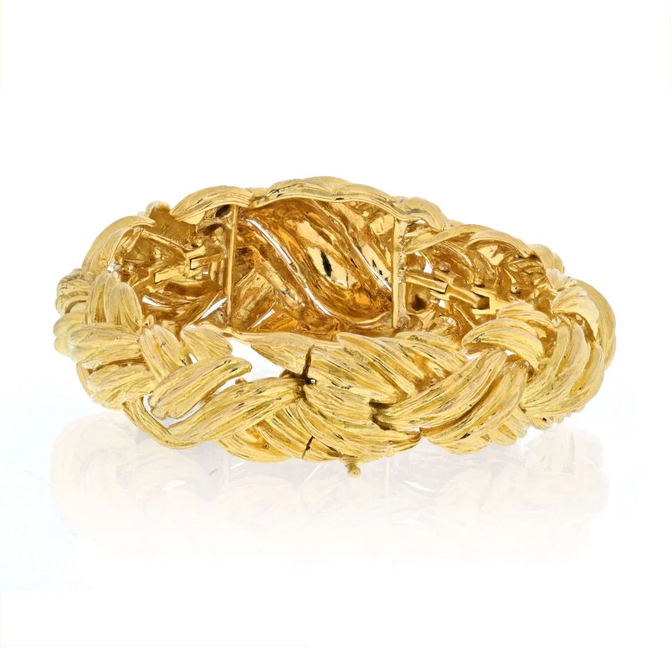David Webb 18K Yellow Gold Woven Rope Bracelet - The Back Vault