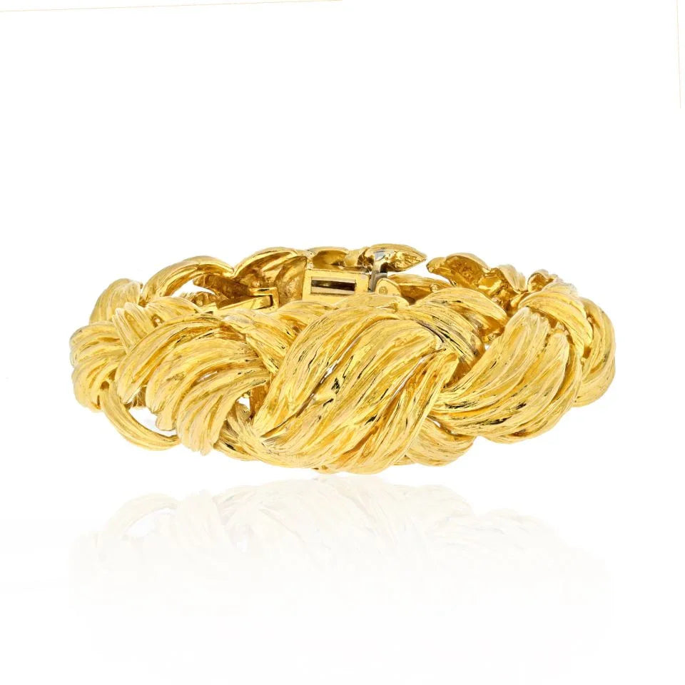 David Webb 18K Yellow Gold Woven Rope Bracelet - The Back Vault