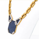 David Webb Platinum & 18K Yellow Gold Onyx Octagon Open Link Chain Necklace - The Back Vault