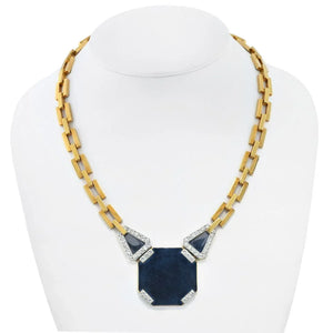 David Webb Platinum & 18K Yellow Gold Onyx Octagon Open Link Chain Necklace
