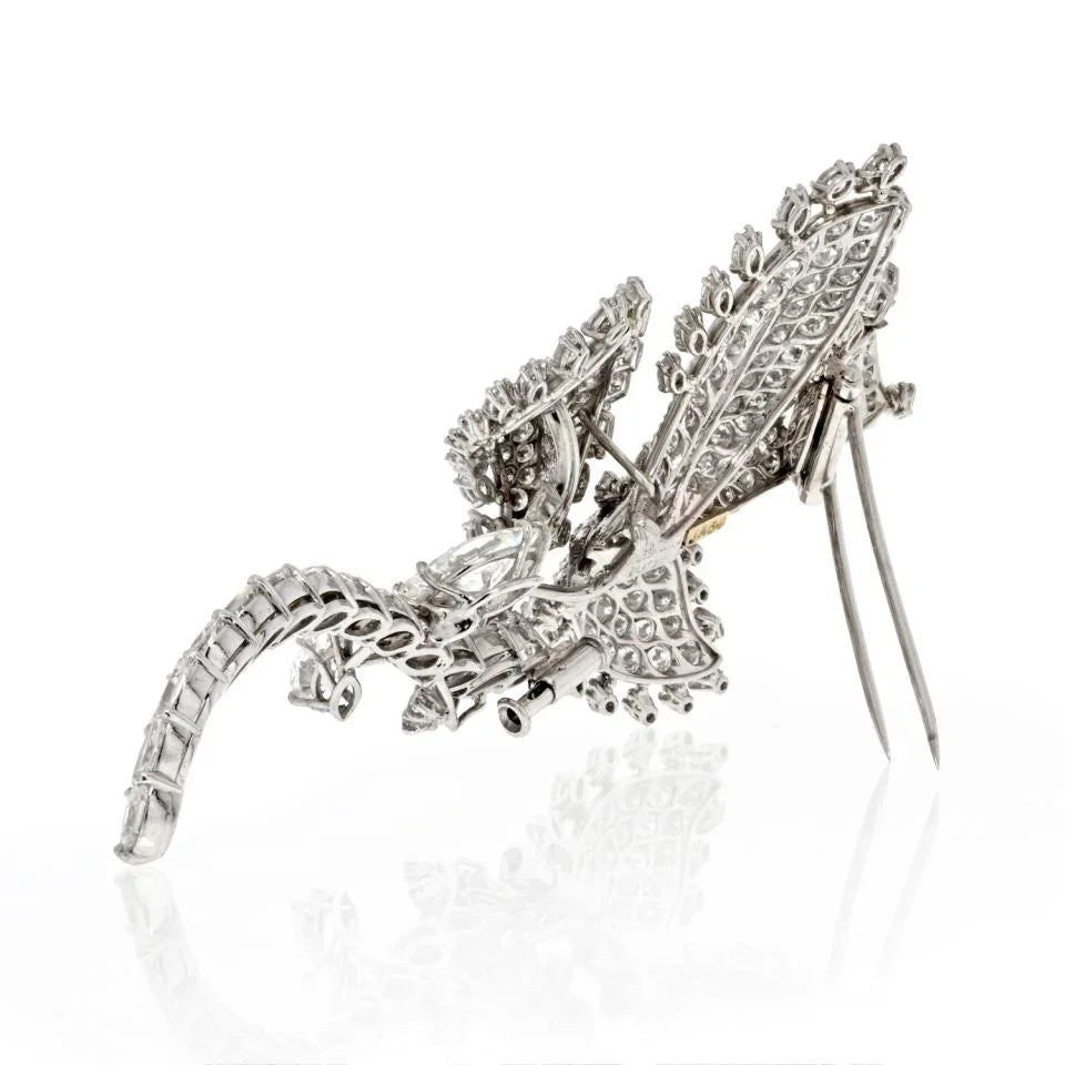 David Webb Platinum 18.92 cts Diamond Flower Brooch - The Back Vault