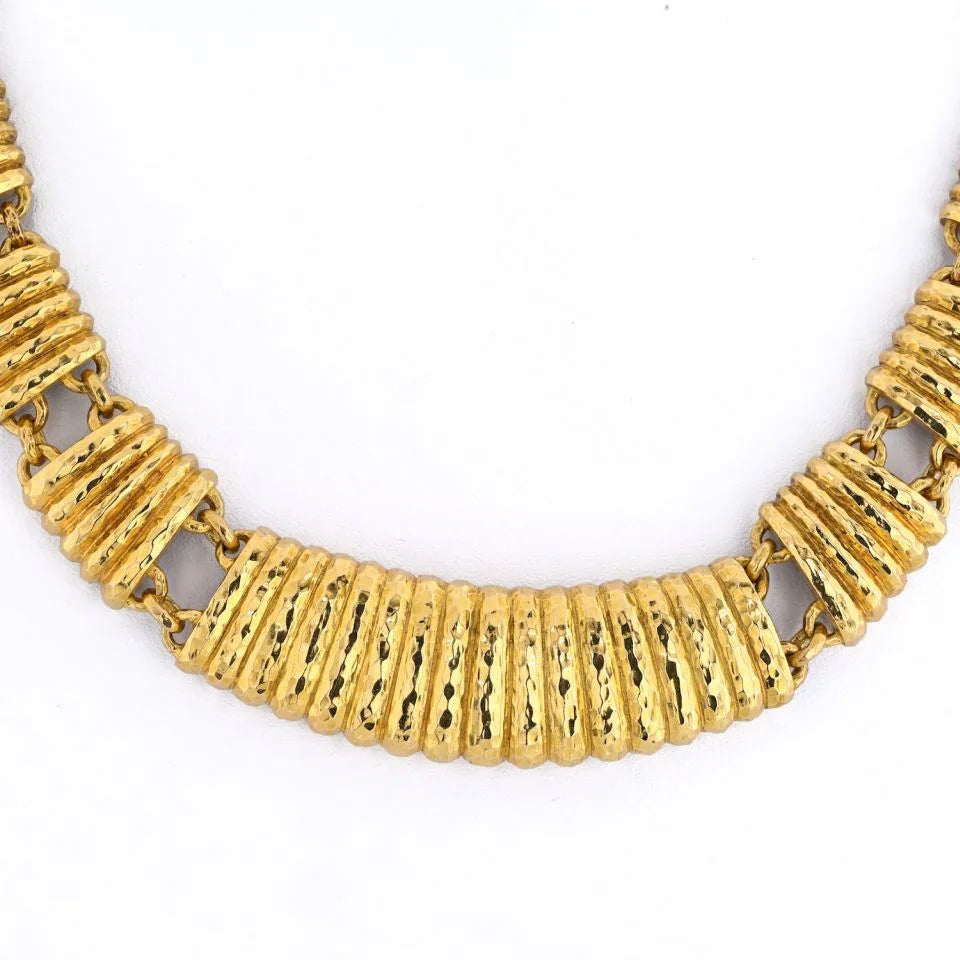 David Webb 18K Yellow Gold Fluted Panel Necklace - The Back Vault