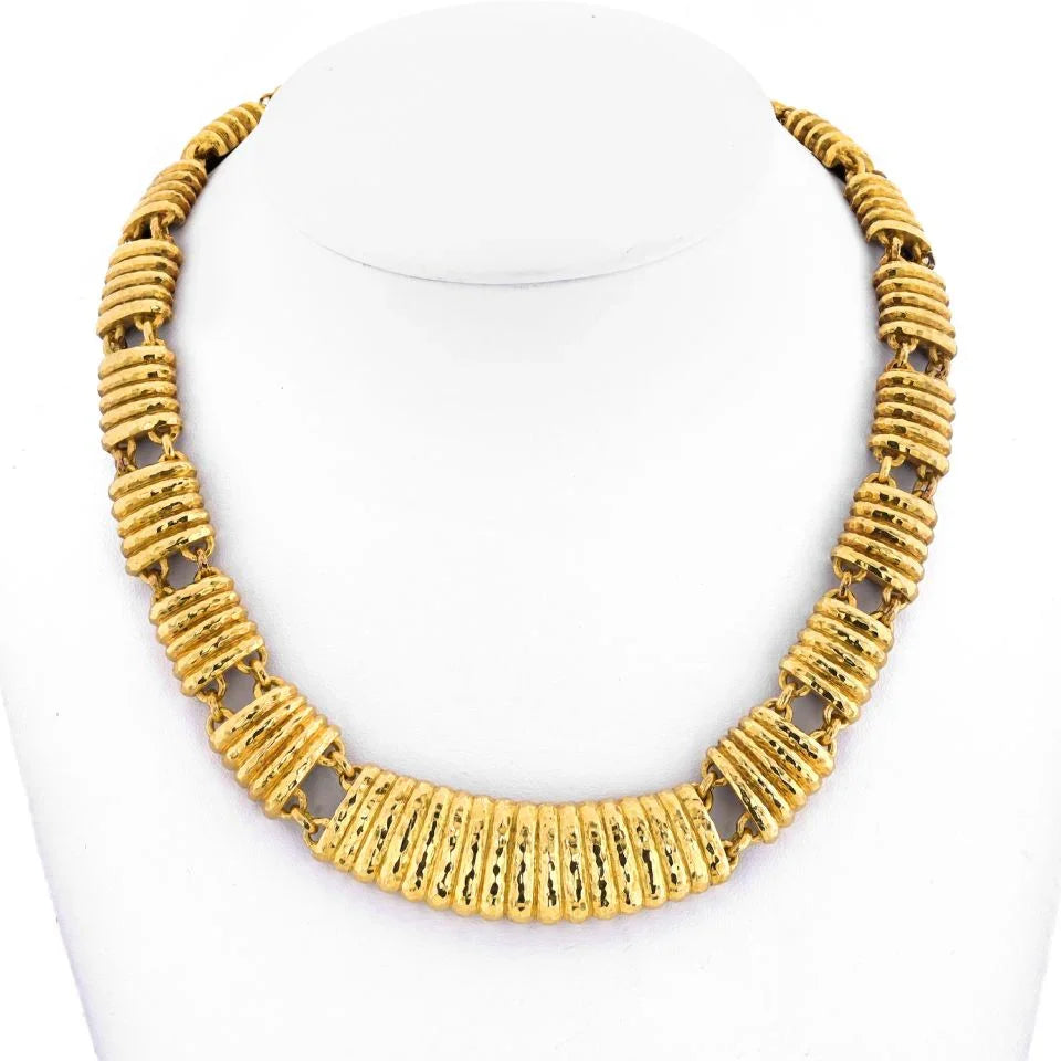 David Webb 18K Yellow Gold Fluted Panel Necklace - The Back Vault