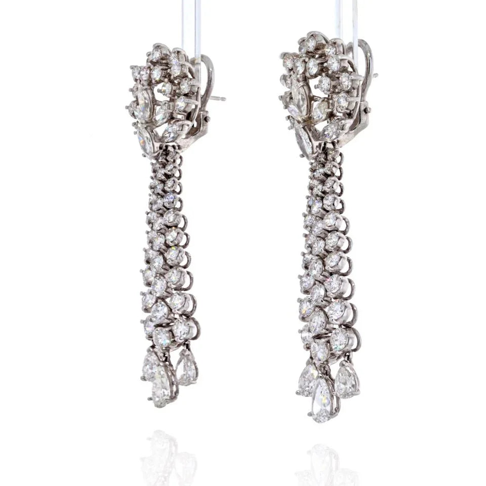 Platinum 15 Carats Chandelier Diamond Drop Earrings - The Back Vault