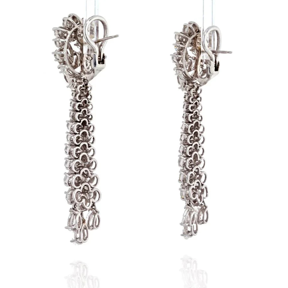 Platinum 15 Carats Chandelier Diamond Drop Earrings - The Back Vault