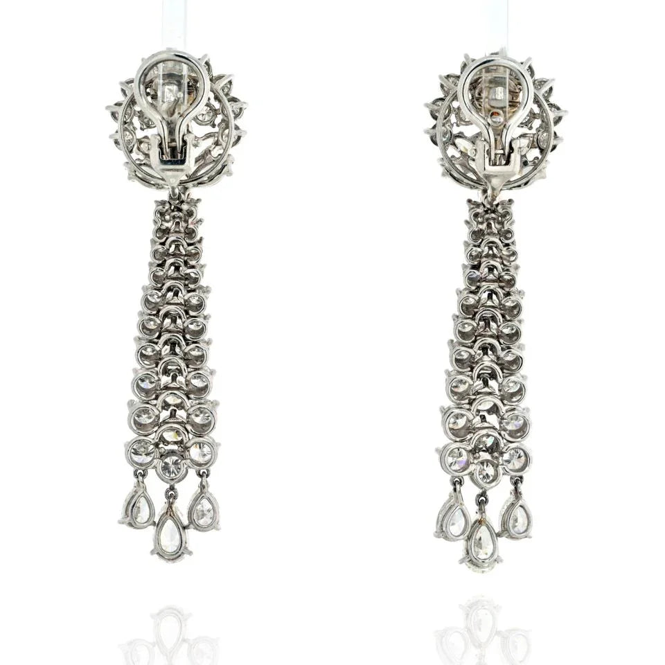 Platinum 15 Carats Chandelier Diamond Drop Earrings - The Back Vault