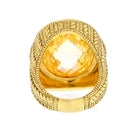 Judith Ripka 18K Yellow Gold Oval Checkerboard Quartz And Diamond Ring - The Back Vault