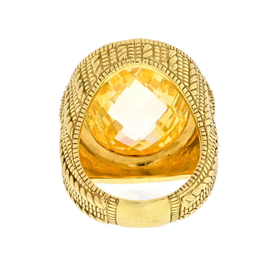 Judith Ripka 18K Yellow Gold Oval Checkerboard Quartz And Diamond Ring - The Back Vault