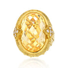 Judith Ripka 18K Yellow Gold Oval Checkerboard Quartz And Diamond Ring - The Back Vault