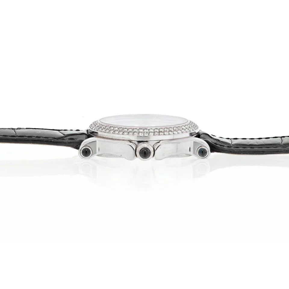 Chopard 18K White Gold Happy Sport Oval Dial Diamond Bezel 27/7012-23 Women Watch - The Back Vault