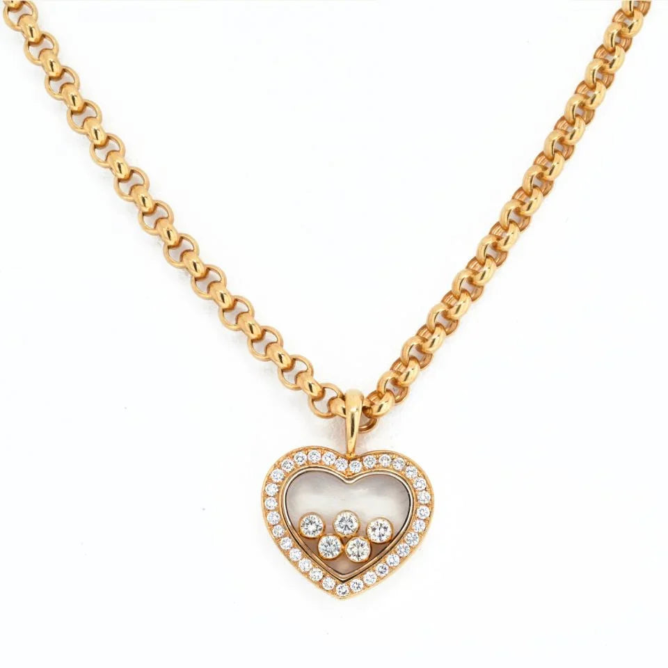 Chopard 18K Yellow Gold 5 Happy Diamond Heart Necklace - The Back Vault