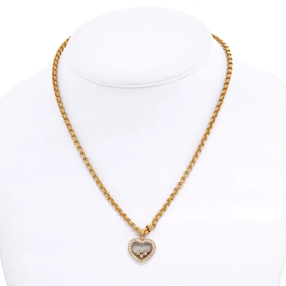 Chopard 18K Yellow Gold 5 Happy Diamond Heart Necklace - The Back Vault