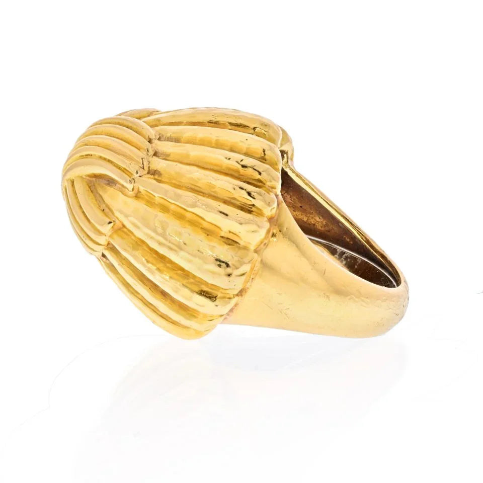 David Webb Platinum & 18K Yellow Gold High Polished High Dme Crossover Ring - The Back Vault