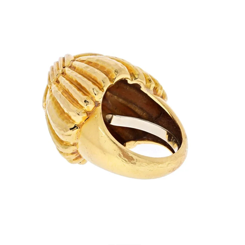 David Webb Platinum & 18K Yellow Gold High Polished High Dme Crossover Ring - The Back Vault