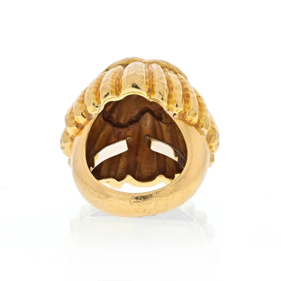 David Webb Platinum & 18K Yellow Gold High Polished High Dme Crossover Ring - The Back Vault