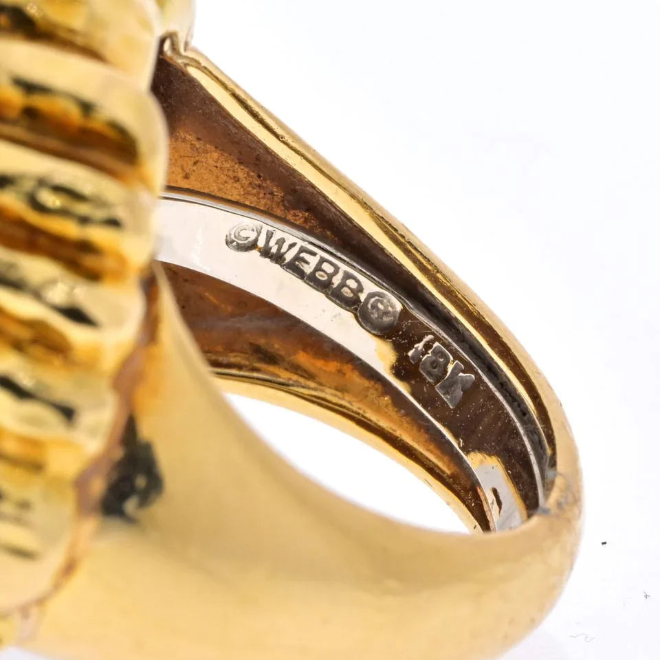 David Webb Platinum & 18K Yellow Gold High Polished High Dme Crossover Ring - The Back Vault