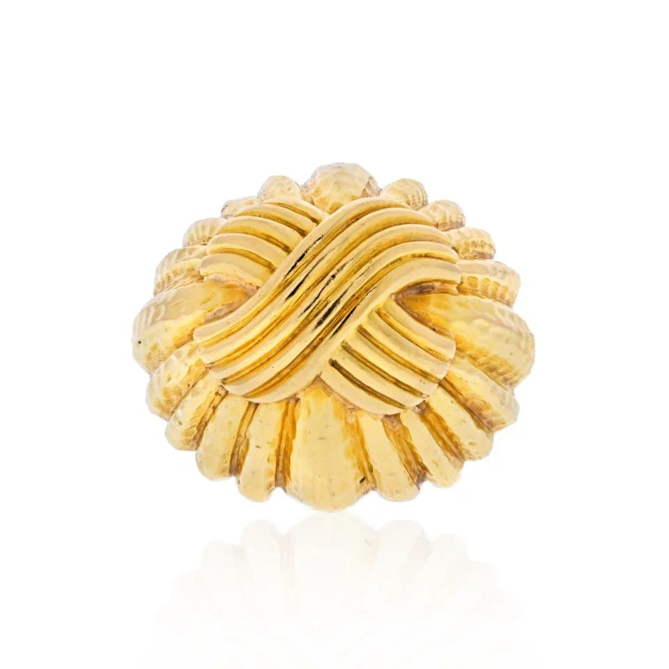 David Webb Platinum & 18K Yellow Gold High Polished High Dme Crossover Ring - The Back Vault