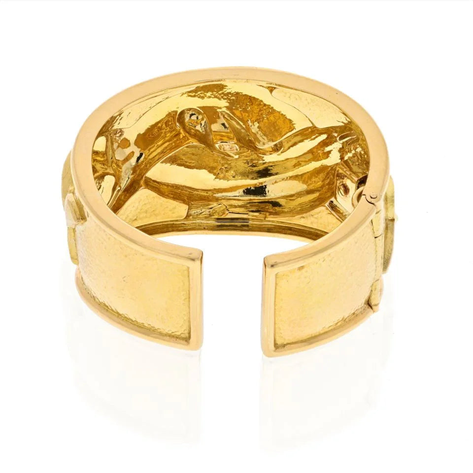 David Webb 18K White Gold Double Dolphin Cuff Bangle Bracelet - The Back Vault