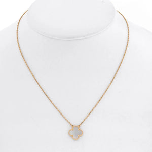 Van Cleef & Arpels 18K Yellow Gold Vintage Mother Of Pearl Clover Alhambra Pendant